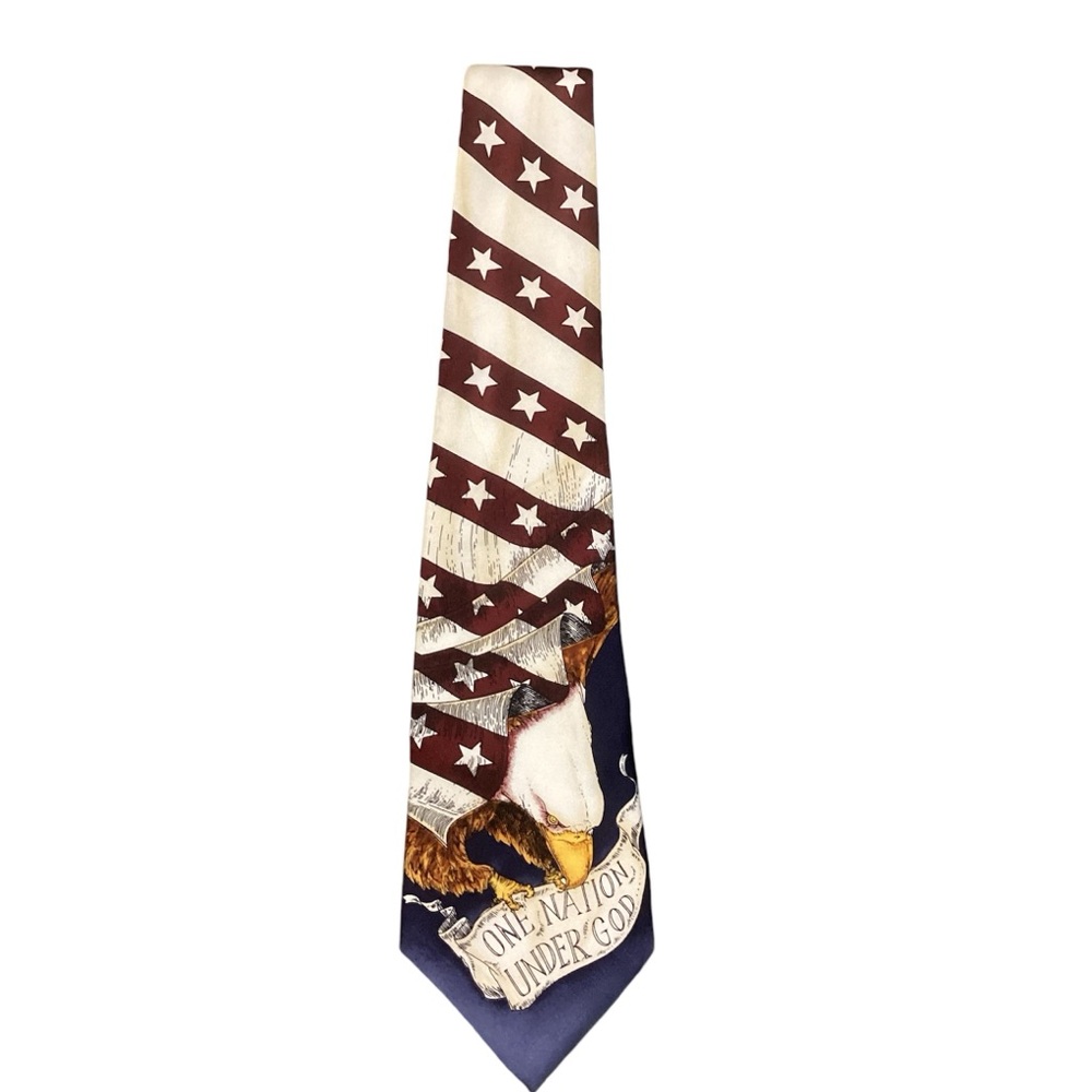 Larson Vintage Patriotic USA One Nation Under God 100% Silk Necktie